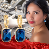 🔥🔥 PROMO PENDIENTES DORADOS CON CRISTAL AZUL 🔥🔥