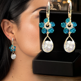 🔥🔥 PROMO PENDIENTES DE FLOR DE CRISTAL AZUL 🔥🔥